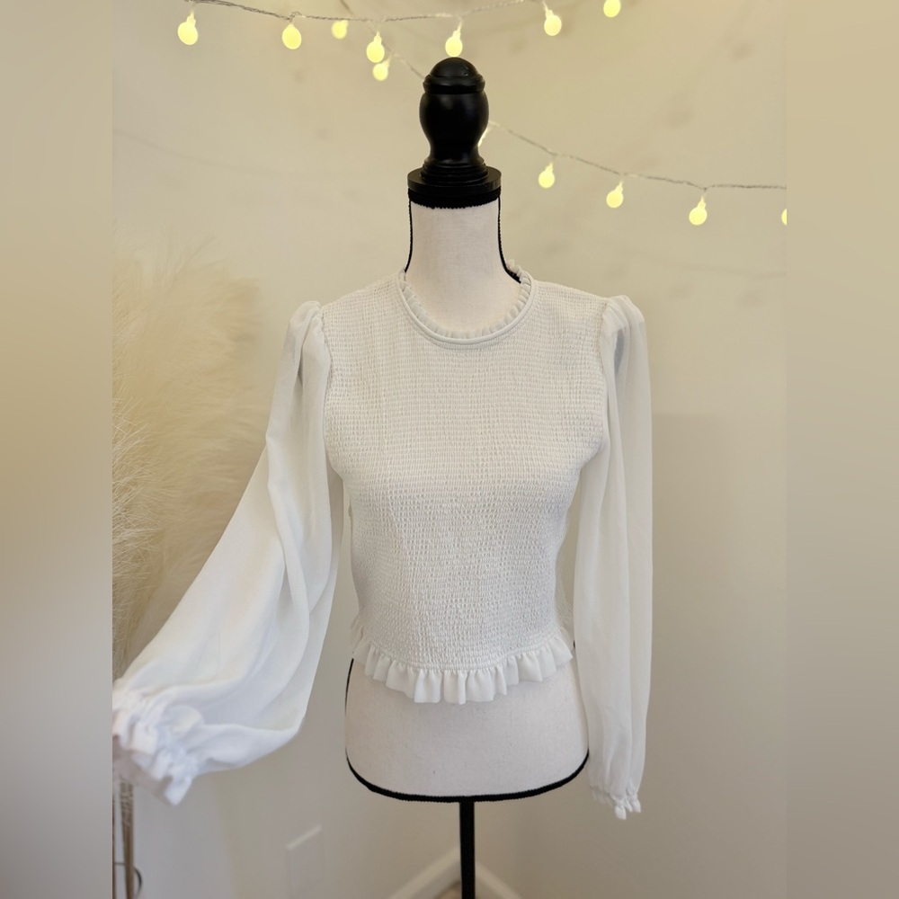 🌾 Aritzia Sheer Puff Long-sleeved Wilfred Tempest Blouse - Picture 2 of 6